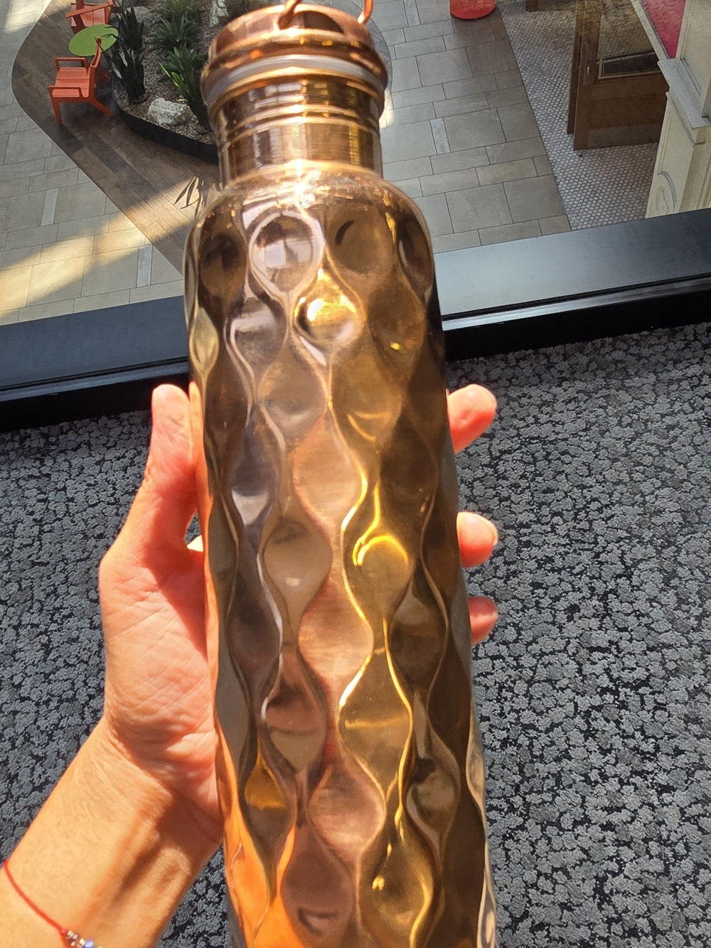Textured Copper-Tone Decorative Vase - Copper
